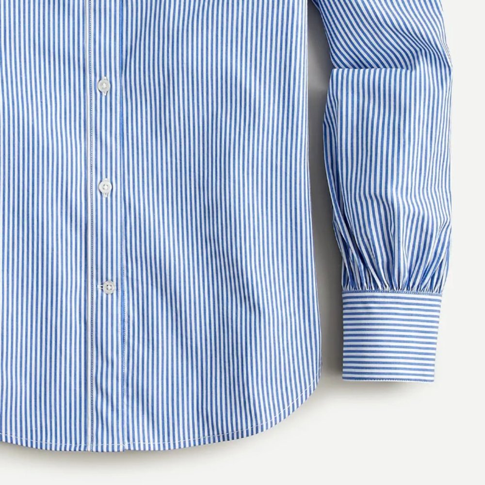 💙 NEW J. Crew Blue Striped Puff-Sleeve Shirt 22 - Picture 4 of 8
